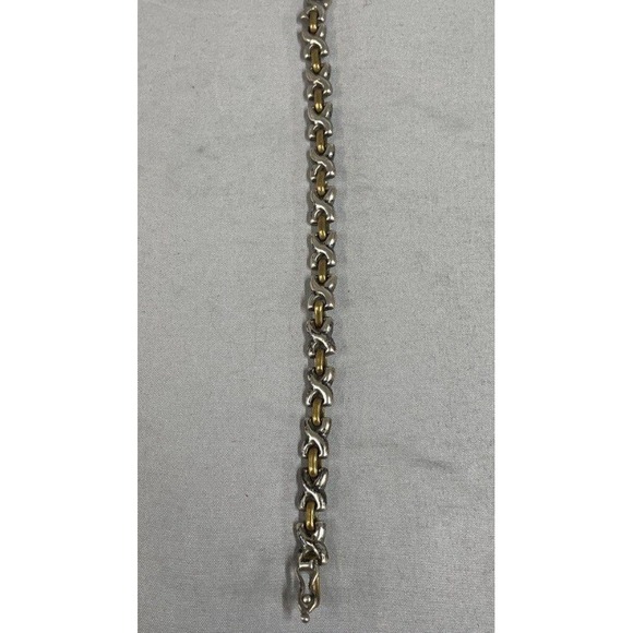 Jewelry - Taxco Mexico 925 Sterling Silver Two Tone X Link Bracelet Vintage 7.25 Inch
